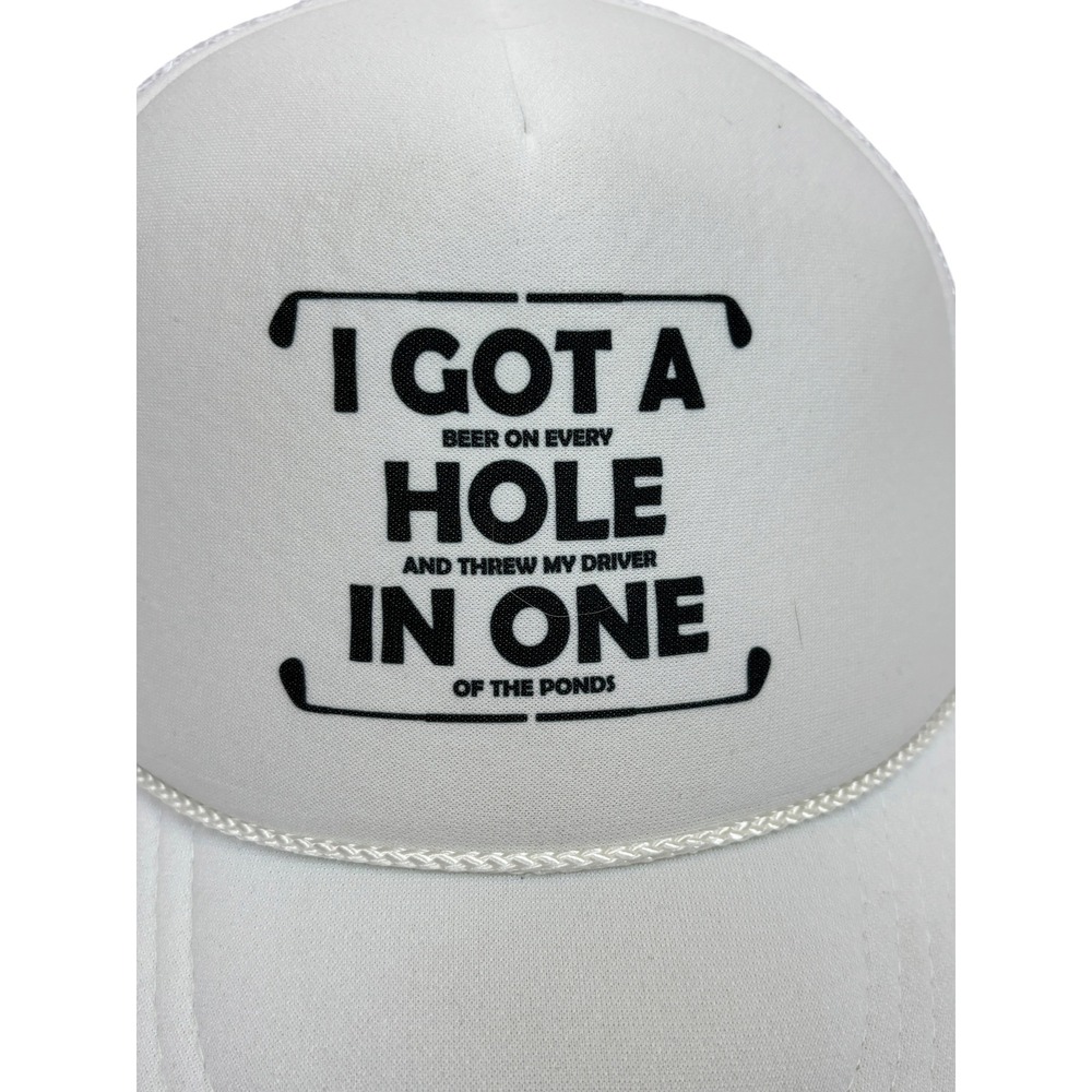 Mens White Funny Golf Trucker Hat Beer Driver In One Snapback Mesh Cap